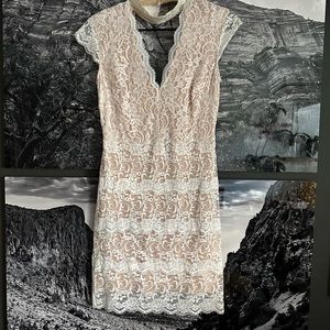 bebe White Lace Cocktail Dress